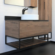 Тумба подвесная с раковиной Comforty Порто 90 см, дуб тёмно-коричневый фото 