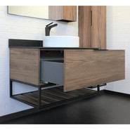 Тумба подвесная с раковиной Comforty Порто 90 см, дуб тёмно-коричневый фото 6