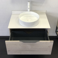 Тумба подвесная с раковиной Comforty Порто 75 см, дуб дымчатый фото 