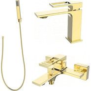Набор смесителей 3 в 1 для ванны BelBagno Luce, Цвет производителя: золото фото 