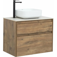 Тумба подвесная со столешницей Aquanet Nova Lite 75 см 249515 (2 ящика) дуб рустикальный, Цвет фасада: тёмное дерево фото 