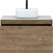 Тумба подвесная со столешницей Aquanet Nova Lite 90 см 249517 (1 ящик) дуб рустикальный, Цвет фасада: тёмное дерево фото 3