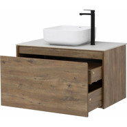 Тумба подвесная со столешницей Aquanet Nova Lite 90 см 249517 (1 ящик) дуб рустикальный, Цвет фасада: тёмное дерево фото 5