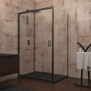 Душевое ограждение Veconi Rovigo 120x120 см RV046B-120120-01-C5, чёрный/прозрачное фото 