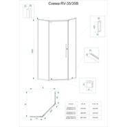 Душевое ограждение Veconi Rovigo 80x80 см RV35B-80-01-C7, чёрный/прозрачное фото 3