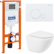 Инсталляция с подвесным безободковым унитазом BelBagno Amanda BB051CHR/BB051SC/BB002-80/BB014-SR-BIANCO (кнопка смыва Sfera, белый) фото 