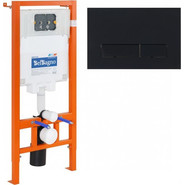 Инсталляция для унитаза BelBagno BB002-80/BB012-MR-NERO.M (кнопка Marmi, цвет черный матовый) фото 