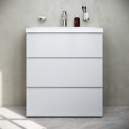 Тумба напольная с раковиной Am.Pm Gem S 75 см M91FSX0752WG, белый глянцевый, Цвет фасада: белый фото 2