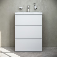 Тумба напольная с раковиной Am.Pm Gem S 60 см M91FSX0602WG, белый глянцевый, Цвет фасада: белый фото 2