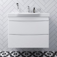 Тумба подвесная с раковиной Am.Pm Like 80 см M80FHX0802WG, белый глянцевый фото 2