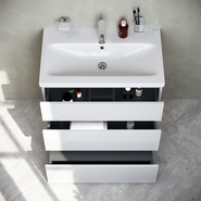 Тумба напольная с раковиной Am.Pm Gem S 75 см M91FSX0752WG, белый глянцевый, Цвет фасада: белый фото 3