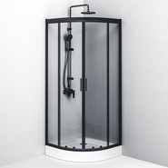 Душевое ограждение Am.Pm Gem 80x80 см W90G-401-080BT, черный/прозрачное фото 5