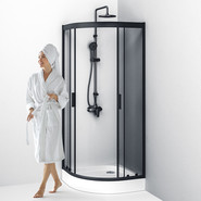Душевое ограждение Am.Pm Gem 80x80 см W90G-401-080BT, черный/прозрачное фото 6