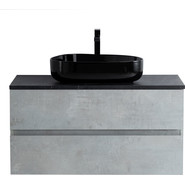 Тумба подвесная со столешницей Cezares MOLVENO 46-100-2C-SO-BET 100 см, Beton/Marmo Nero Opaco фото 