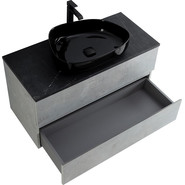 Тумба подвесная со столешницей Cezares MOLVENO 46-100-2C-SO-BET 100 см, Beton/Marmo Nero Opaco фото 5