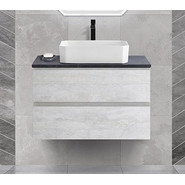 Тумба подвесная со столешницей Cezares MOLVENO 46-80-2C-SO-LB 80 см, Legno Bianco/Marmo Nero Opaco фото 