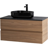 Тумба подвесная со столешницей Cezares MOLVENO 46-80-2C-SO-NC 80 см, Noce Chiaro/Marmo Nero Opaco фото 3