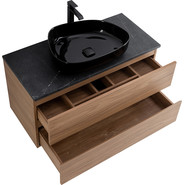 Тумба подвесная со столешницей Cezares MOLVENO 46-80-2C-SO-NC 80 см, Noce Chiaro/Marmo Nero Opaco фото 6