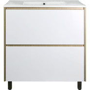 Тумба напольная с раковиной Стиль Stella 70/2Н см, дуб дымчатый/белый фото 