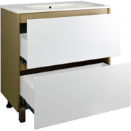 Тумба напольная с раковиной Стиль Stella 70/2Н см, дуб дымчатый/белый фото 2