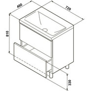 Тумба напольная с раковиной Стиль Stella 70/2Н см, дуб дымчатый/белый фото 3