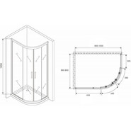 Душевое ограждение Abber Schwarzer Diamant 100x90 см AG01190M, хром/матовое фото 5