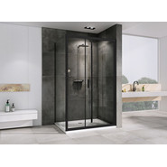 Душевое ограждение Abber Sonnenstrand 100x90 см AG07100B-S90B, чёрный/прозрачное фото 3