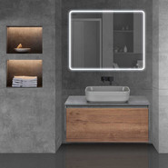 Тумба подвесная со столешницей Vincea Mesa 100 см VMC-2MS100TB, бетон/дуб табак фото 2