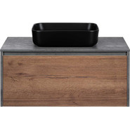 Тумба подвесная со столешницей Vincea Mesa 100 см VMC-2MS100TB, бетон/дуб табак фото 