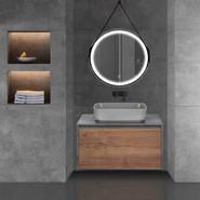 Тумба подвесная со столешницей Vincea Mesa 80 см VMC-2MS800TB, бетон/дуб табак фото 2