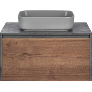 Тумба подвесная со столешницей Vincea Mesa 80 см VMC-2MS800TB, бетон/дуб табак фото 6