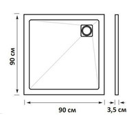 Поддон каменный Taliente 90x90 см PTA-ST-90W, белый матовый фото 2