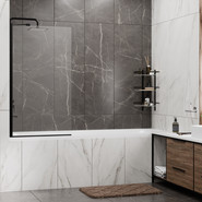 Шторка для ванны WasserKraft Berkel 80 см 48P01-80 BLACK Fixed, черный/прозрачное фото 2