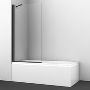 Шторка для ванны WasserKraft Berkel 80 см 48P01-80 BLACK Fixed, черный/прозрачное фото 