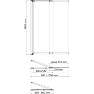 Шторка для ванны WasserKraft Dill 100 см 61S02-100 WasserSchutz Fixed, черный/прозрачное фото 2