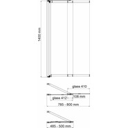 Шторка для ванны WasserKraft Dill 80 см 61S02-80 Fixed, черный/прозрачное фото 2