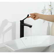 Смеситель для раковины высокий с локтевой (хирургической) ручкой Gappo G1021-26, черный, Цвет производителя: чёрный фото 3