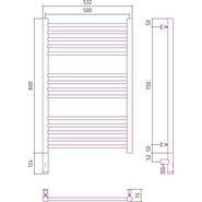 Полотенцесушитель электрический Сунержа Богема 3.0 П14 800x500 мм (прямая перемычка) 15-5804-8050 L, тёмный титан муар фото 5