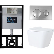 Инсталляция с подвесным безободковым унитазом Azario Teramo AZ-8010-1000+AZ-8200-0010+AZ-0052, Цвет производителя: белый фото 