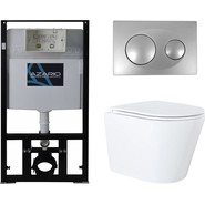 Инсталляция с подвесным безободковым унитазом Azario Teramo AZ-8010-1000+AZ-0053+AZ-8200-0010, Цвет производителя: белый фото 