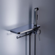 Набор для гигиенического душа Damixa Jupiter с полкой 773500301, черный фото 4