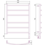 Полотенцесушитель электрический Сунержа Галант 3.0 П6 800x600 мм 03-5801-8060 R, золото фото 5