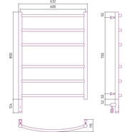 Полотенцесушитель электрический Сунержа Галант 3.0 П6 800x600 мм 30-5800-8060 L, белый матовый фото 5