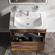 Тумба подвесная с раковиной Am.Pm Func 80 см M8FFUX0801OF, дуб крафт, Цвет фасада: тёмное дерево фото 2