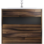 Тумба подвесная с раковиной Am.Pm Func 80 см M8FFUX0801OF, дуб крафт, Цвет фасада: тёмное дерево фото 