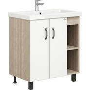 Тумба напольная с раковиной Onika Тимбер 70 см 107056, белый матовый/дуб сонома фото 