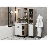 Тумба напольная с раковиной Onika Тимбер 70 см 107056, белый матовый/дуб сонома фото 3