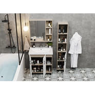 Тумба напольная с раковиной Onika Тимбер 70 см 107056, белый матовый/дуб сонома фото 6