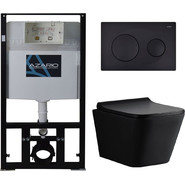 Инсталляция с подвесным безободковым унитазом Azario Teramo AZ-8010-1000+AZ-052-MB+AZ-8200-0013, черный матовый, Цвет производителя: чёрный матовый фото 