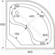 Акриловый поддон Bas Корса 90х90 см с каркасом и экраном фото 2